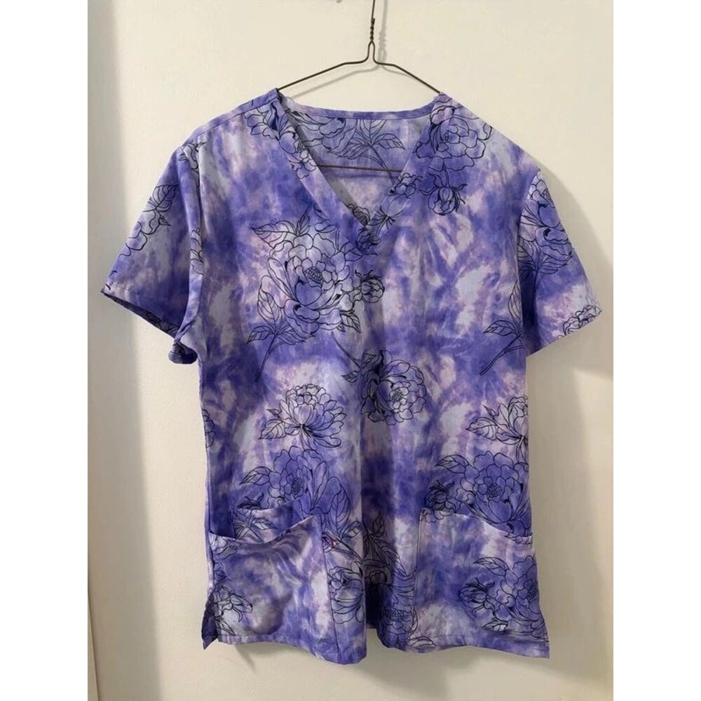 Purple floral Scrub top size medium UGC